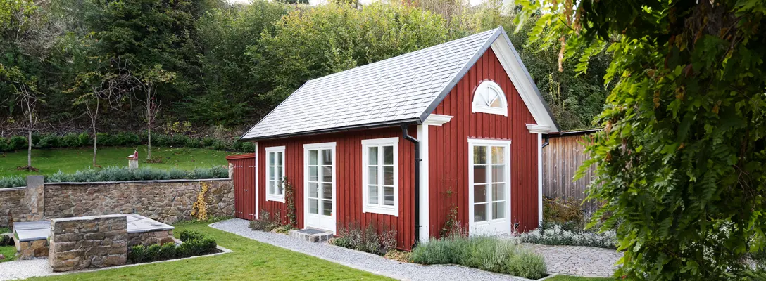 utsida attefallshus.